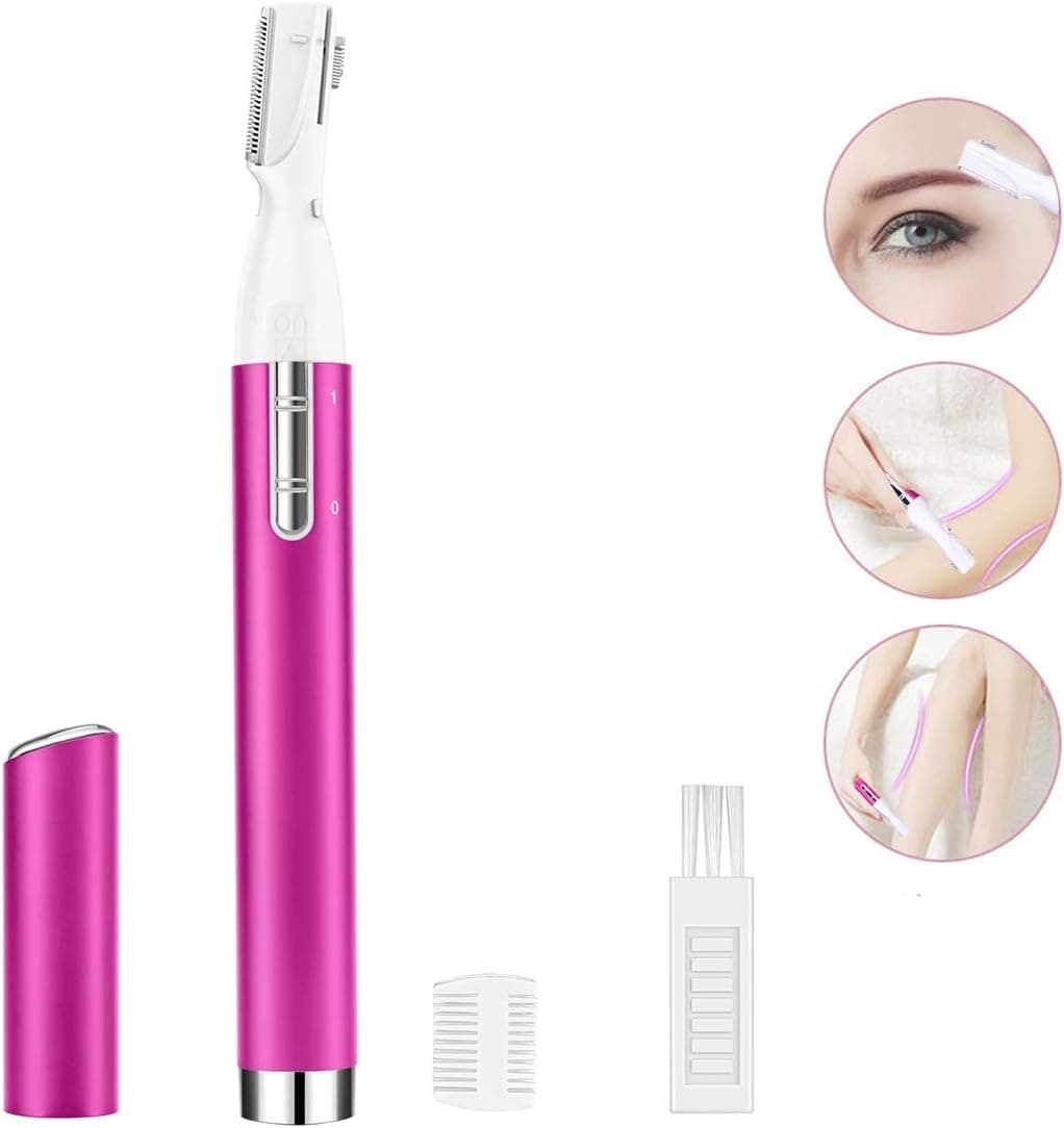 ZEXELLER Eyebrow Trimmer Facial Hair Trimmer for Women Electric Eyebrow Trimmer Epilator for Man Women (Red)