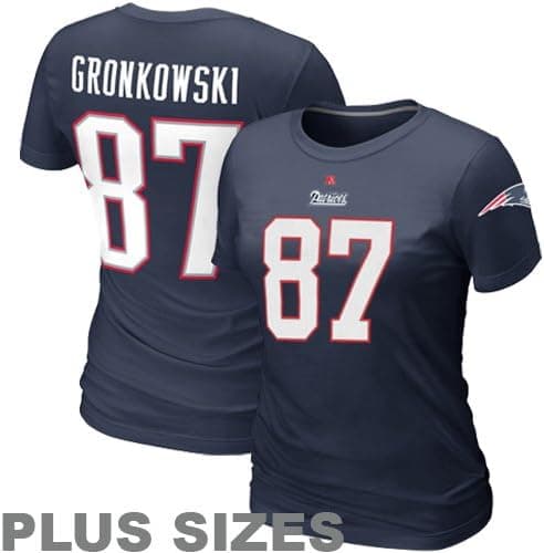 Football Fanatics NFL Rob Gronkowski New England Patriots Ladies Her Catch Plus Sizes T-Shirt - Navy Blue