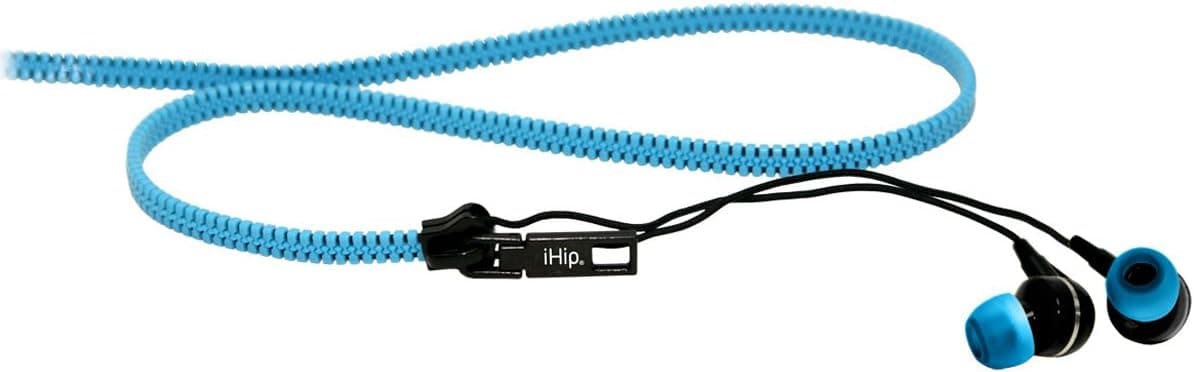 iHip IP-ZIP-BL Tangle Free Zippered Ear Buds - Blue