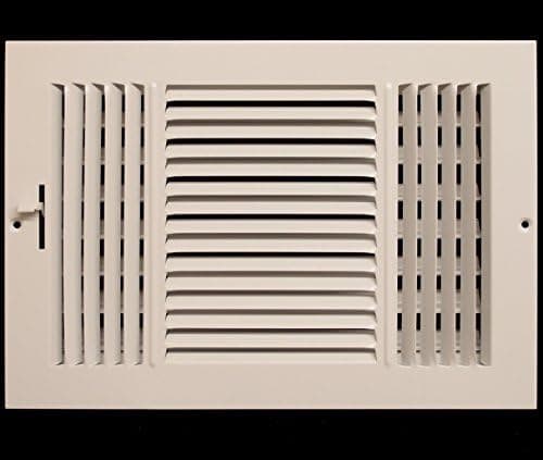 10"w x 4"h 3-Way-Horizontal Fixed Blade AIR Supply Diffuser - Vent Duct Cover - Grille Register - Sidewall or Ceiling - High Airflow - White