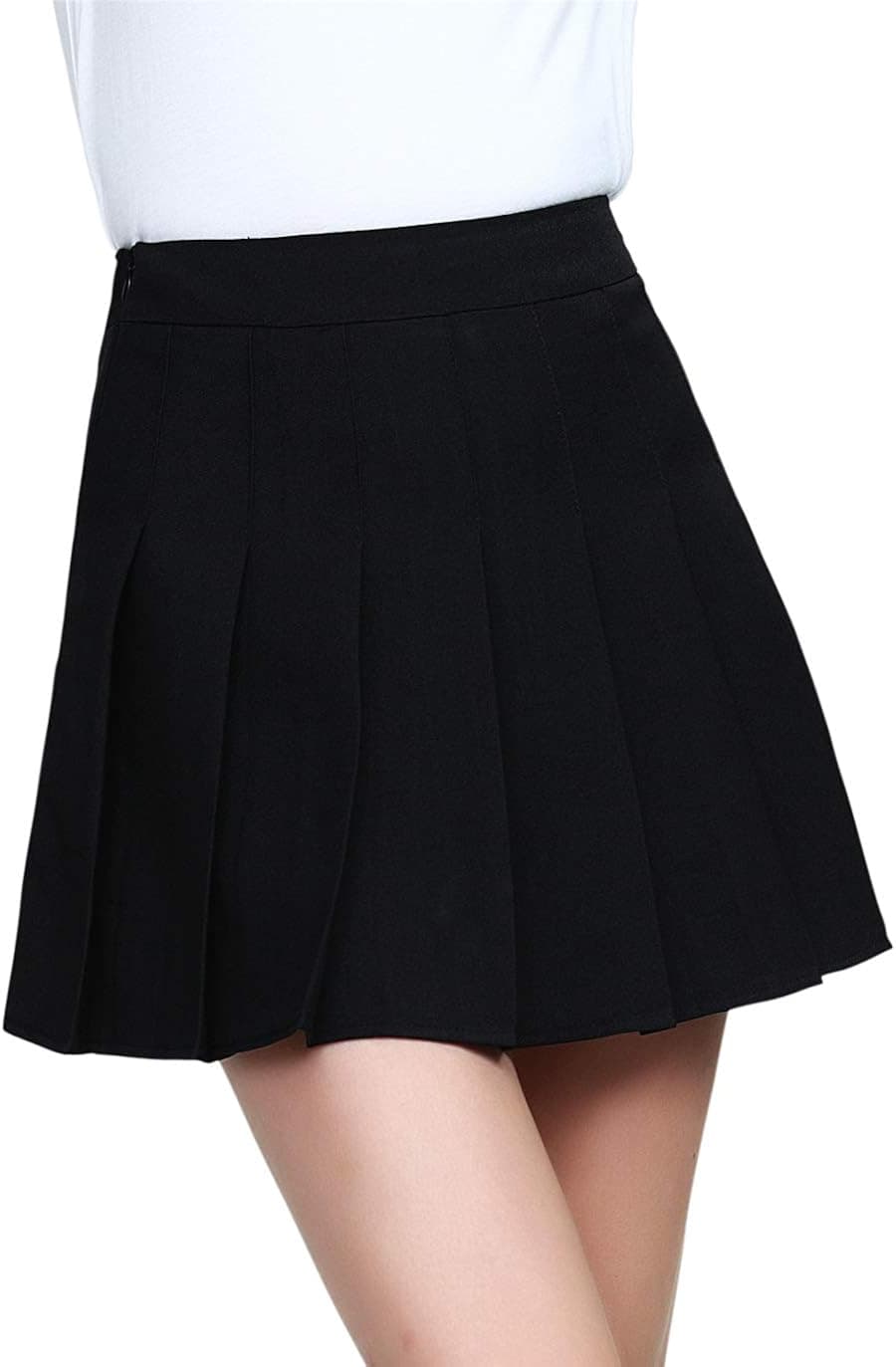chouyatou Women's High Waist A-Line Flared Mini Skater Skirt with Zipper Closure