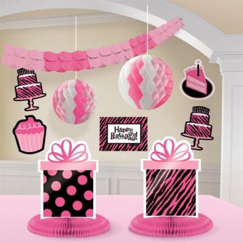 Zebra Stripes 'Pink and Black' Room Decorating Kit (10pc)