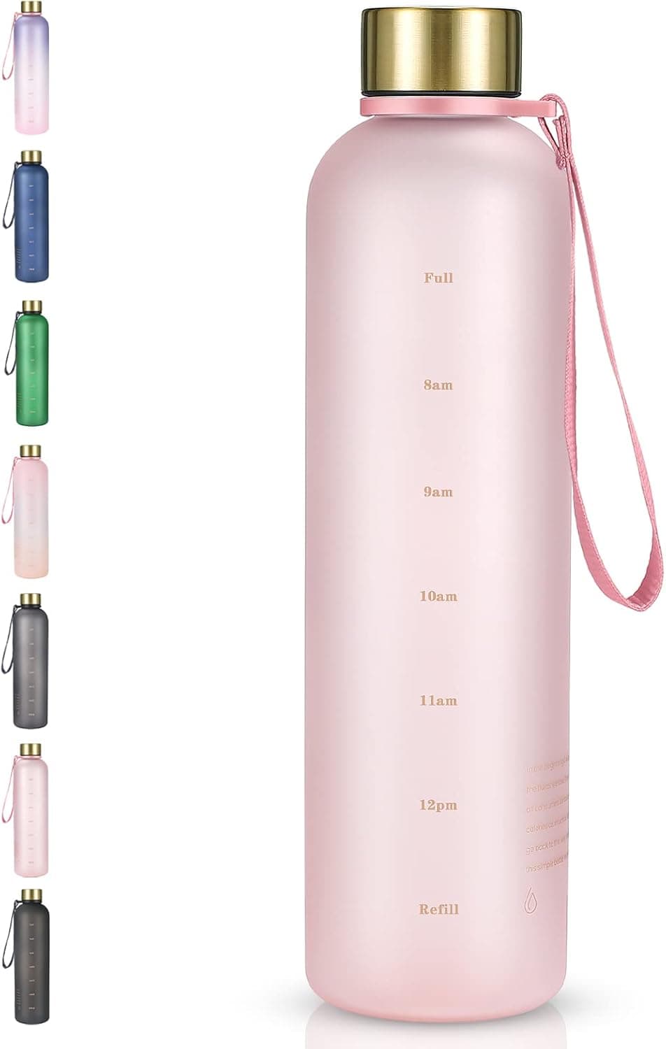 Sursip 32 oz Motivational Water Bottle with Time Marker,Reusable Water Bottle Perfect for the gym and office/Outdoors,BPA Free Frosted Plastic Bottle Leak proof with Carry Strap