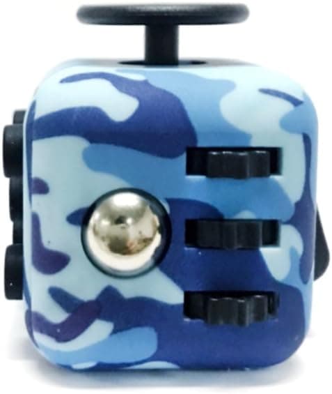 Fidget Cube Ceavis Creative 6 Sides Dice Anti-Anxiety and Depression Toys for Girl Boys Children Adults (Fidget Cube, White-Blue)