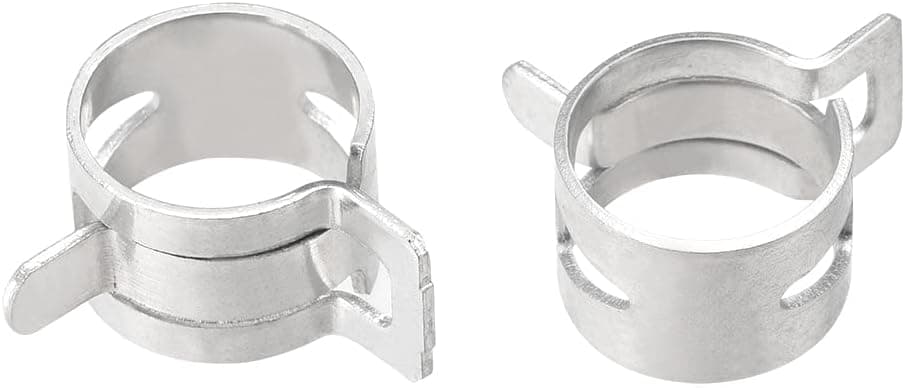 uxcell Spring Band Type Clamp 16mm Inner Dia Fit 16.5-17.2mm OD Hose Fuel Line Silicone Tube Clips Clamp Silver Manganese Steel 20Pcs