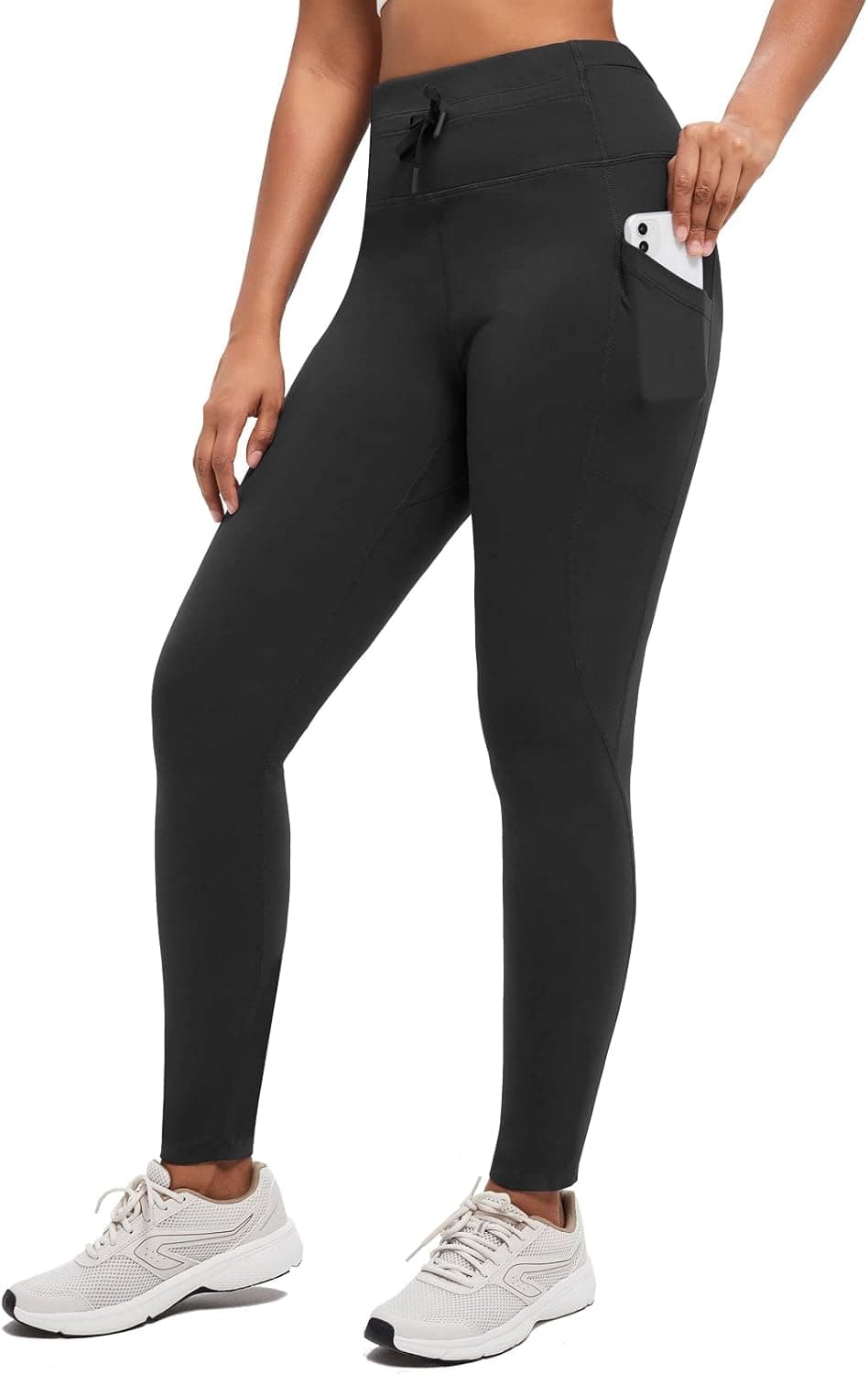 BALEAF Women's 27“ Fleece Lined Leggings Water Resistant High Waisted Winter Warm Hiking Running Pants with Pockets