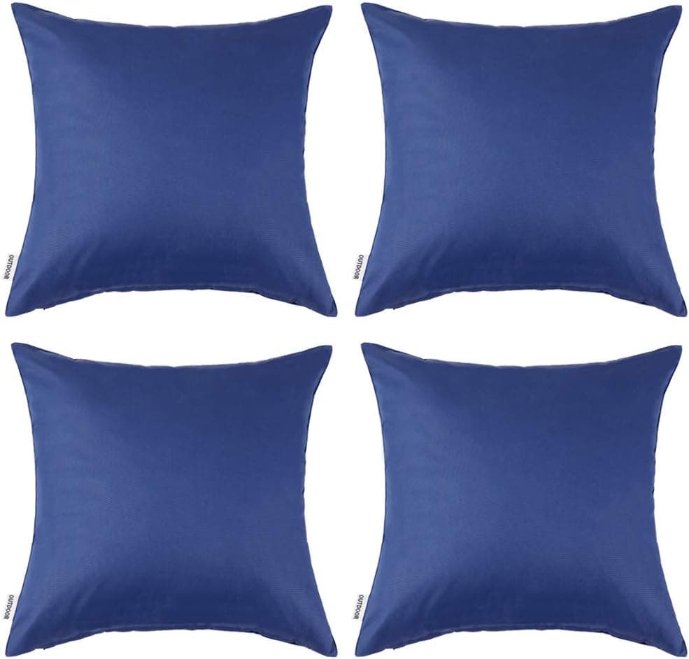 MIULEE Pack of 4 Decorative Outdoor Waterproof Pillow Covers Square Garden Cushion Cases PU Coating Throw Pillow Cover Shell for Patio Tent Park Couch 18x18 Inch Navy Blue