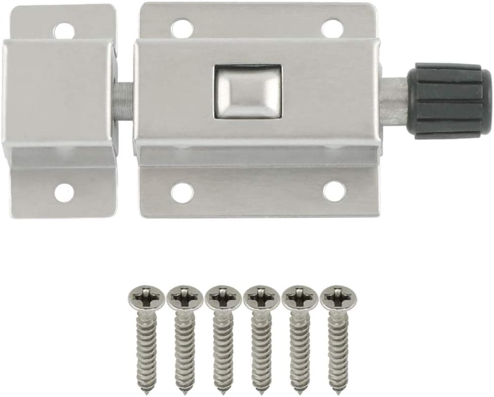 Mooche Slide Latch Lock-1Pcs Spring Loaded Latch 304 Stainless Steel Gate Latch Security Sliver Barrel Bolt Door Lock 1.6''x0.8''
