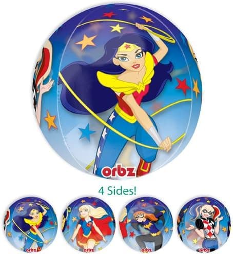 LoonBallon 16 Inch Orbz DC Super Hero Girls Balloon, Geometric, 5 Pieces