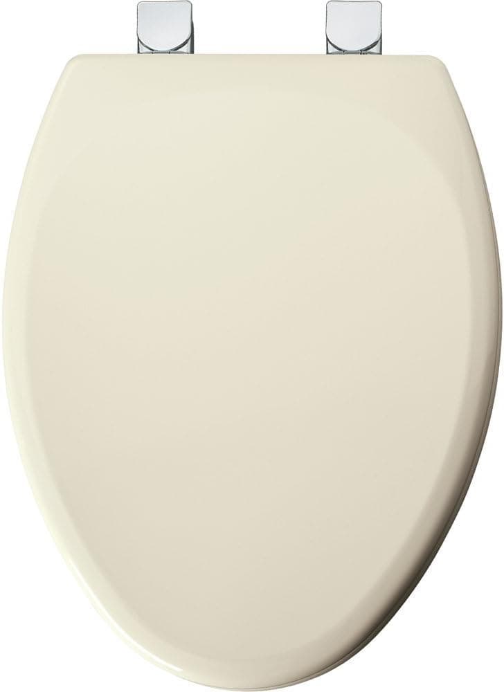 MAYFAIR Toilet Seat with Chrome Hinge will Never Loosen and Easily Remove, ELONGATED Durable Enameled Wood, Bone, 149CPEC 006