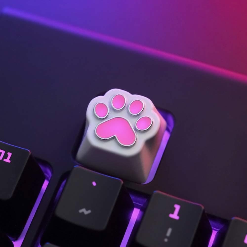 Blue Hat All Gaming Keycaps DIY Metal Keycap Stereo Embossed Personality Keycap for Cherry Switches Mechanical Keyboards (Cat paw)