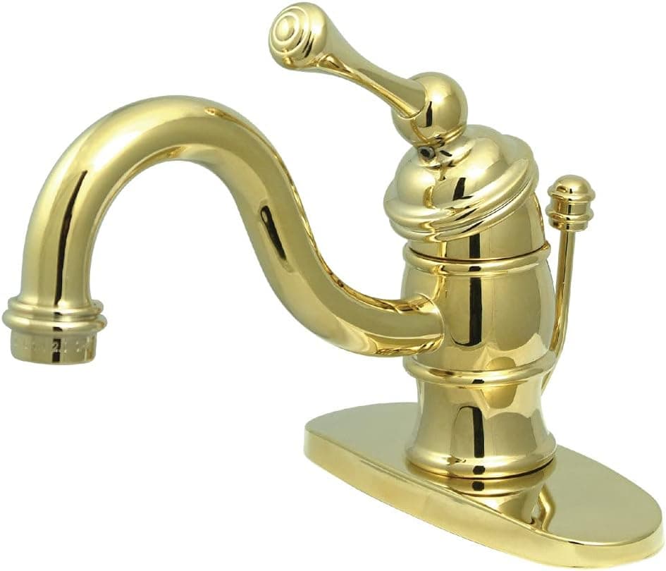 Kingston Brass KB3402BL Victorian 4-Inch Centerset Lavatory Faucet, Polished Brass with Metal lever handle