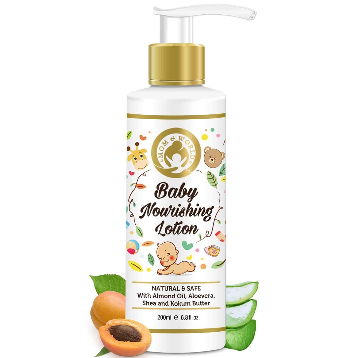 Mom & World Baby Nourishing Lotion - With Almond Oil, Aloevera, Shea & Kokum Butter - 200ml