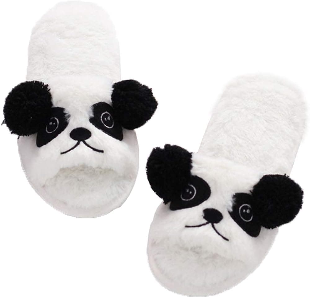 Women Open Toe House Slippers Unicorn Slides Fur Animal Soft Gifts White