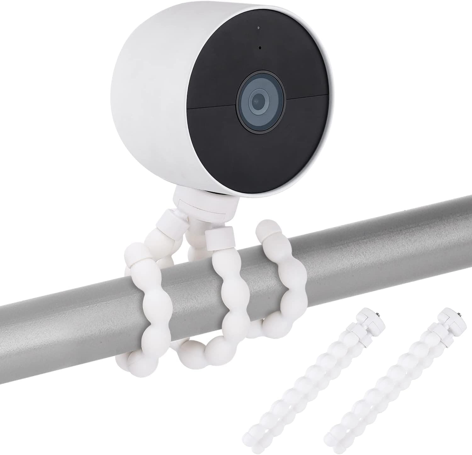 2 Pack Flexible Tripod for Google Nest Cam (Battery), Adjustable Mounting Bracket to Attach Your Nest Camera Wherever with No Tools - White