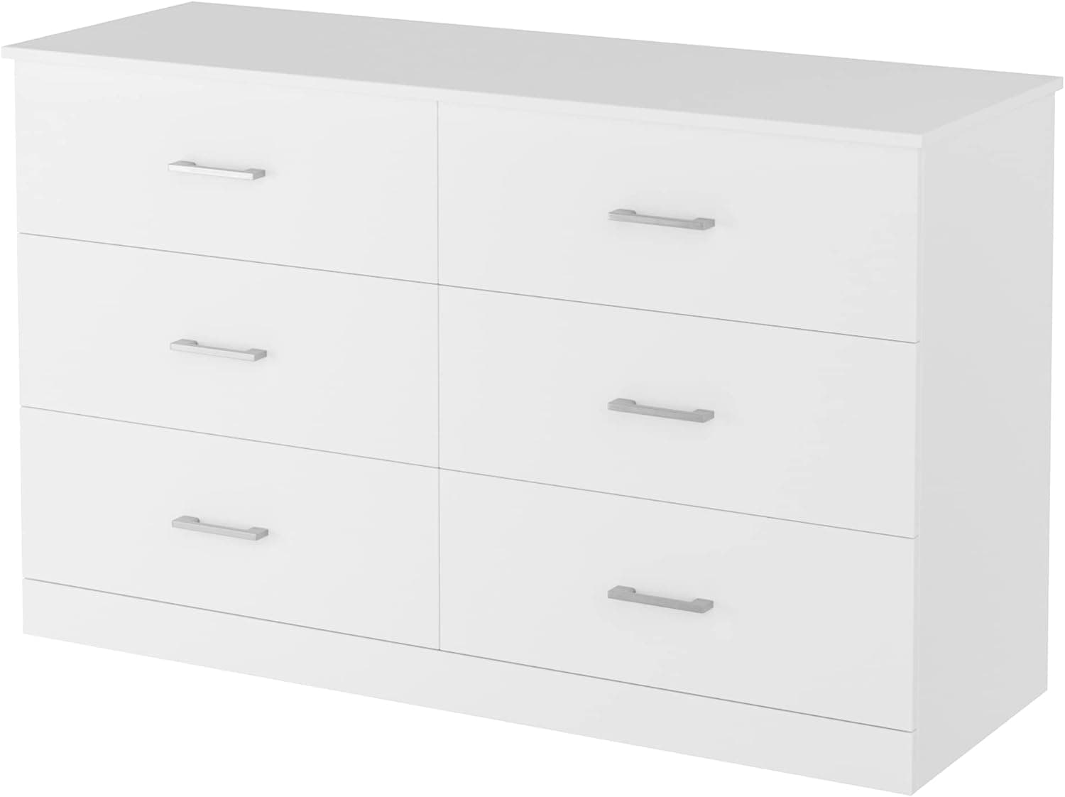 FOTOSOK Dresser for Bedroom, Chest of Drawers, 6 Drawer Dresser, Floor Storage Drawer Cabinet for Home Office, White