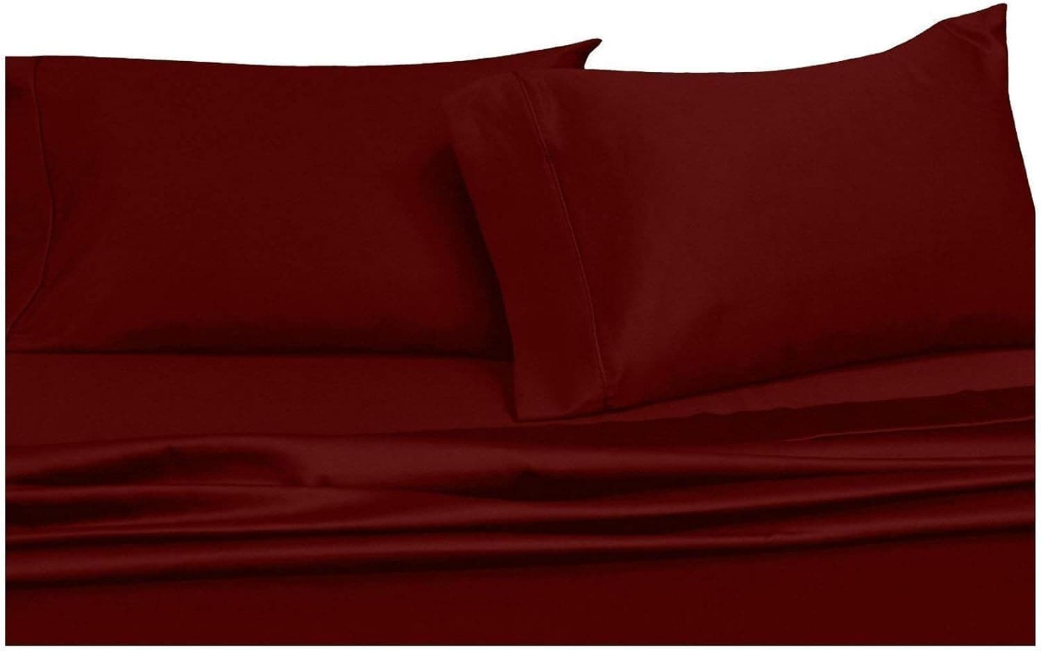 Abripedic Sateen Solid Sheets, 600-Thread-Count 4PC Bed Sheet Set, 100-Percent Cotton, Deep Pocket, King, Burgundy