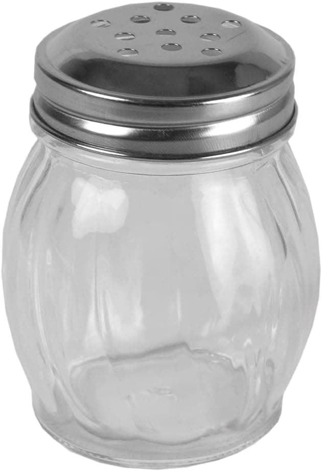 Home Basics Multipurpose Shaker, Cheese and Spice Shaker Or Salt and Pepper Shaker, Perfect Size Opening For Minimal Clean Up, Set of 2, Clear Glass