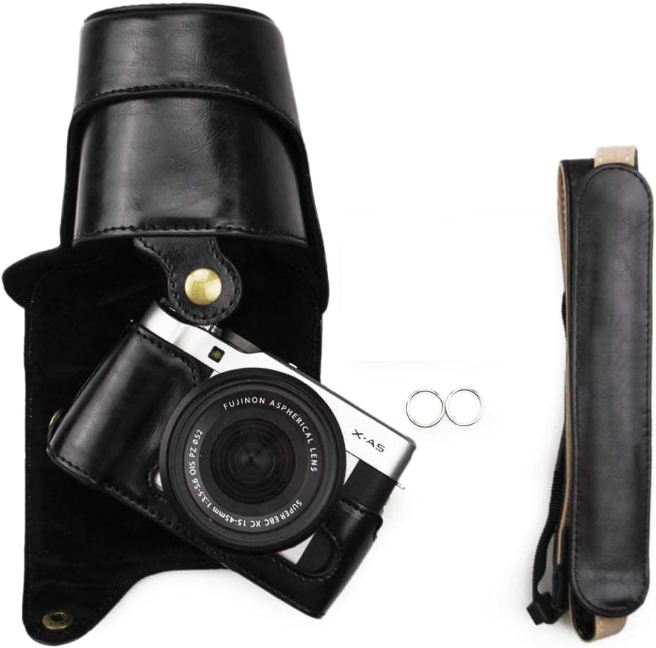 Fuji X-A3/X-A5/X-A10 Case, kinokoo Protective PU leather Camera Case for Fujifilm X-A3/X-A5/X-A10(+shoulder strap)-Black