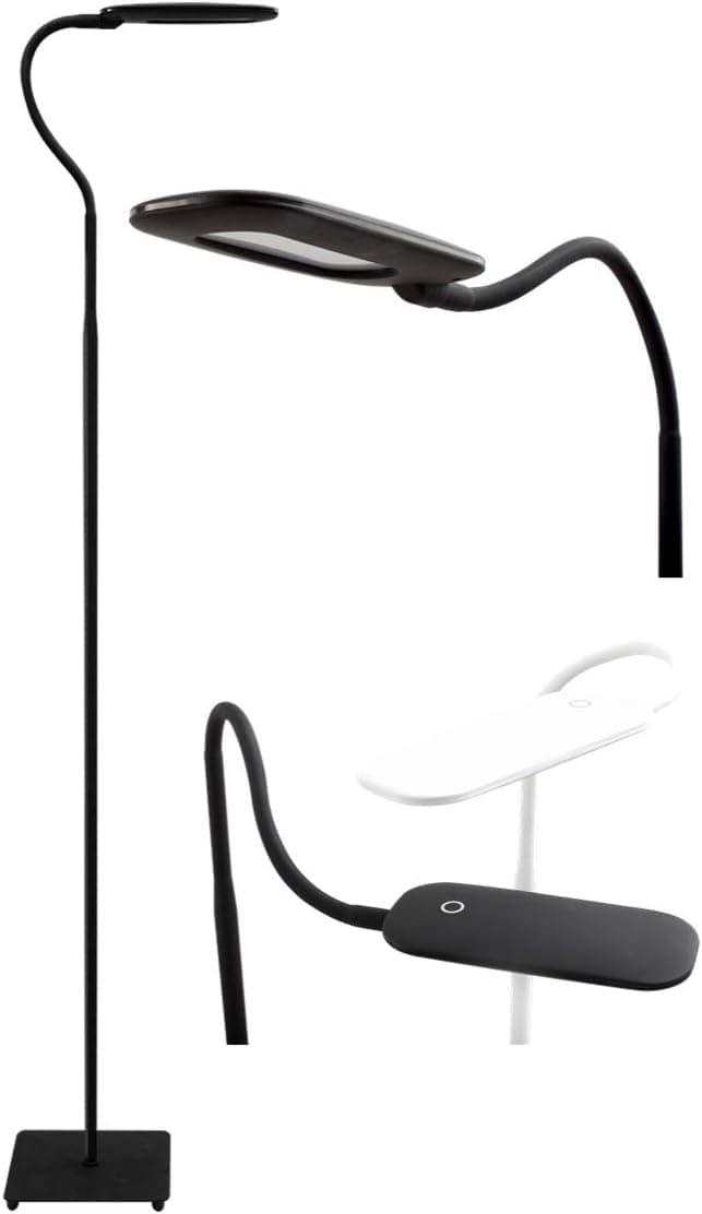 Kiyo LED Floor Lamp Touch Control 3 Brightness Levels Flexible Adjustable Gooseneck Standing Lamp Craft Lamp Reading Lamp Knitting Lamp Sewing Lamp Office Lamp Child Safe Eye Caring Bright Lamp