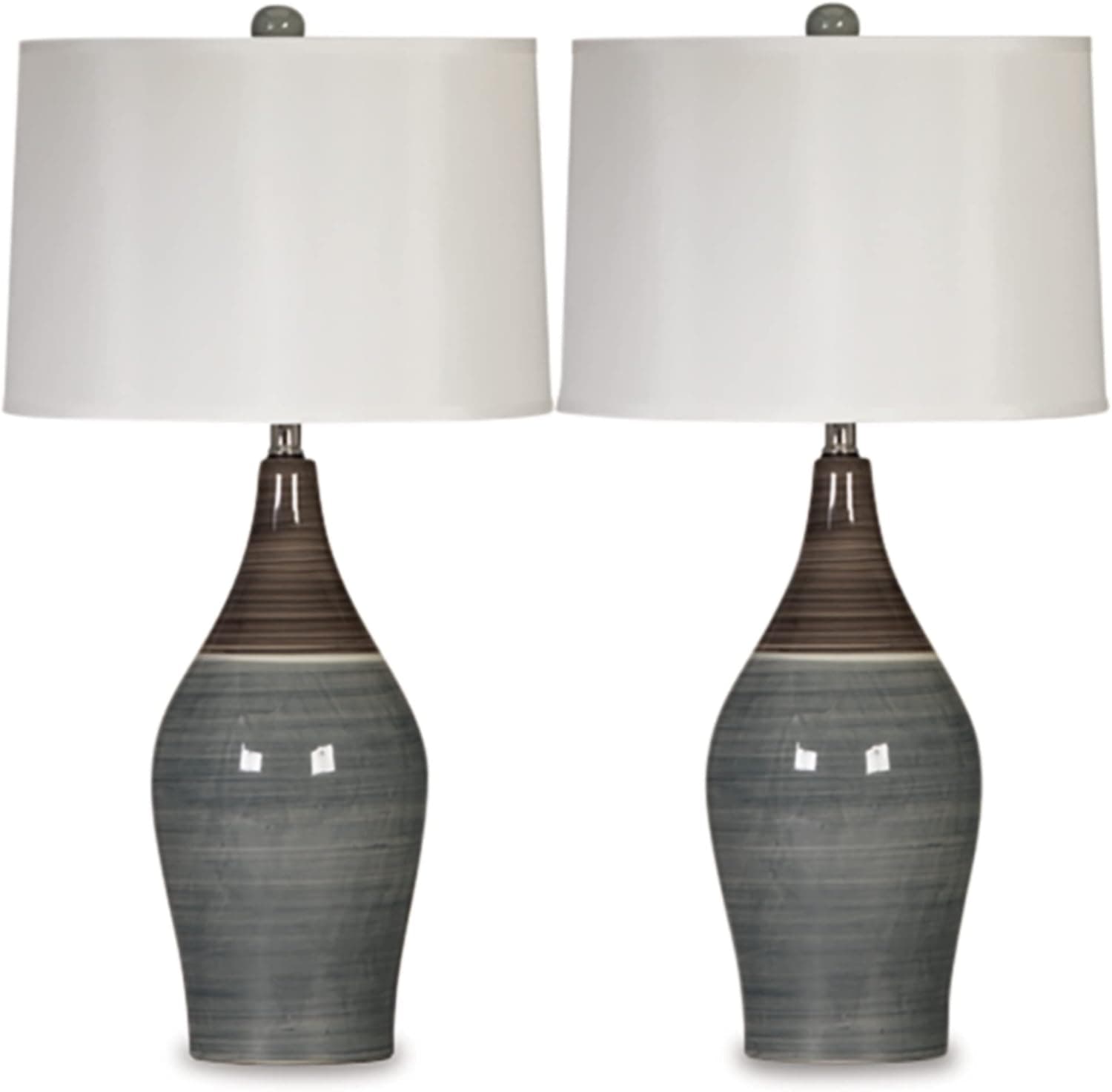 Signature Design by Ashley Niobe 28" Glazed Ceramic Table Lamp, 2 Count, Multicolored & Gray