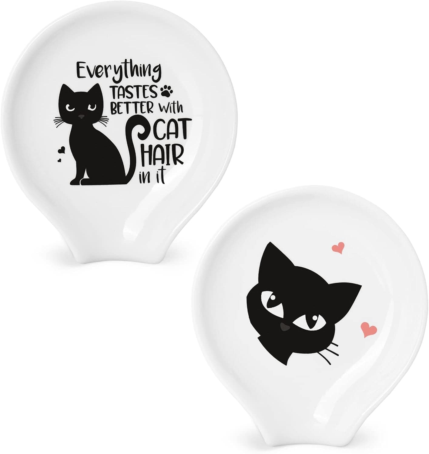 Black Cat Ceramic Spoon Rest Halloween Cute Cat Spoon Rest Set Halloween Kitchen Accessories decor for Stove Top Farmhouse Coffee Station Counter Dining Table Supplies Funny Cat Lovers Gifts, 2 pcs