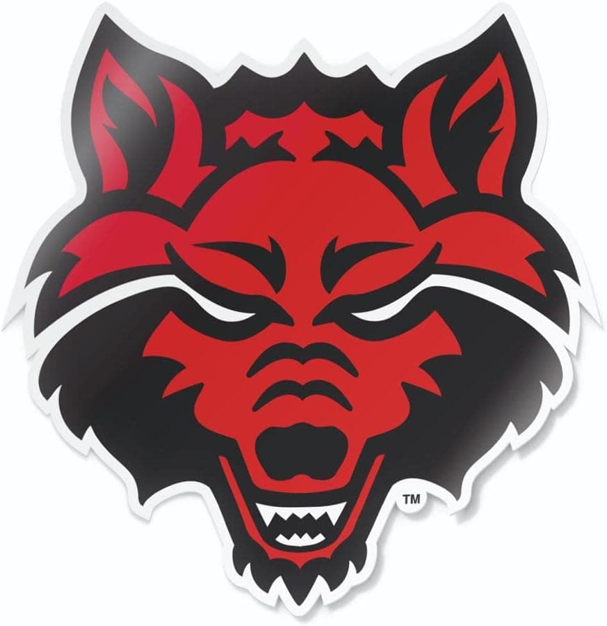 Arkansas State University Sticker Car Heavy-Duty Premium Decal Red Wolves Bumper Window Laptop Vinyl for Students, Fans, and Alumni (Primary Wolf Logo)