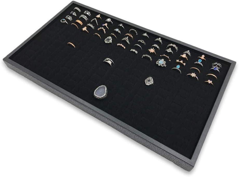 144 Foam Insert Ring Display Tray (Black Tray, Black Foam) - 1 Pack (14 ¾” x 8 ¼” x 1”) – Merchandising/ Jewelry Display/ Organizer/ Multi Purpose Tray