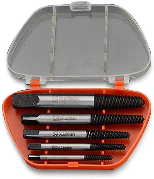 Edward Tools Bolt and Screw extractor set 5 Piece - Hardened Cr-Mo Steel for Easier Removal of Damaged Screws - Includes 5 sizes - Remove Allen bolts, Machine Screws, Hex Bolts, Metal Screws