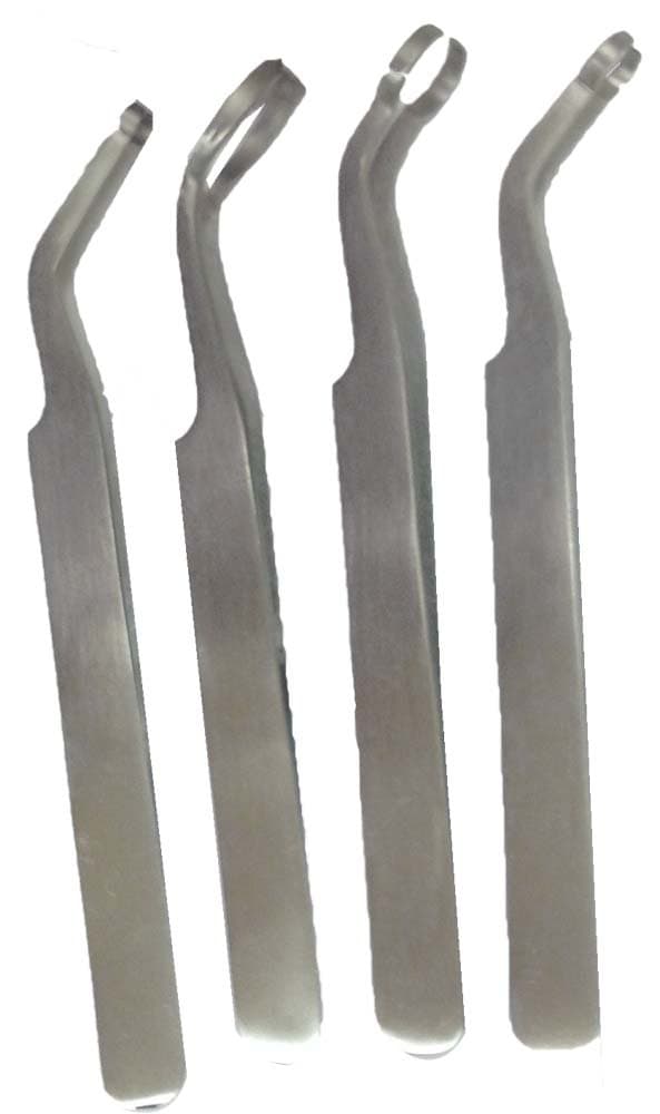 4pc 4.5" Round- End Non-magnetic Tweezers