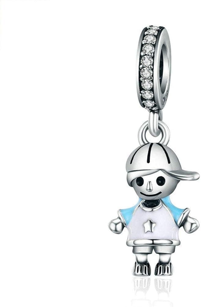 Junyi Jewelry Boy Charm 925 Sterling Silver Child Charm Birthday Charm Anniversary Charm for Pandora Charm Bracelet