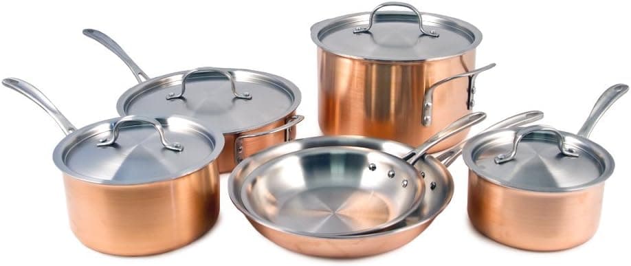 Calphalon T10 Tri-Ply Copper 10 Piece Set, Brown