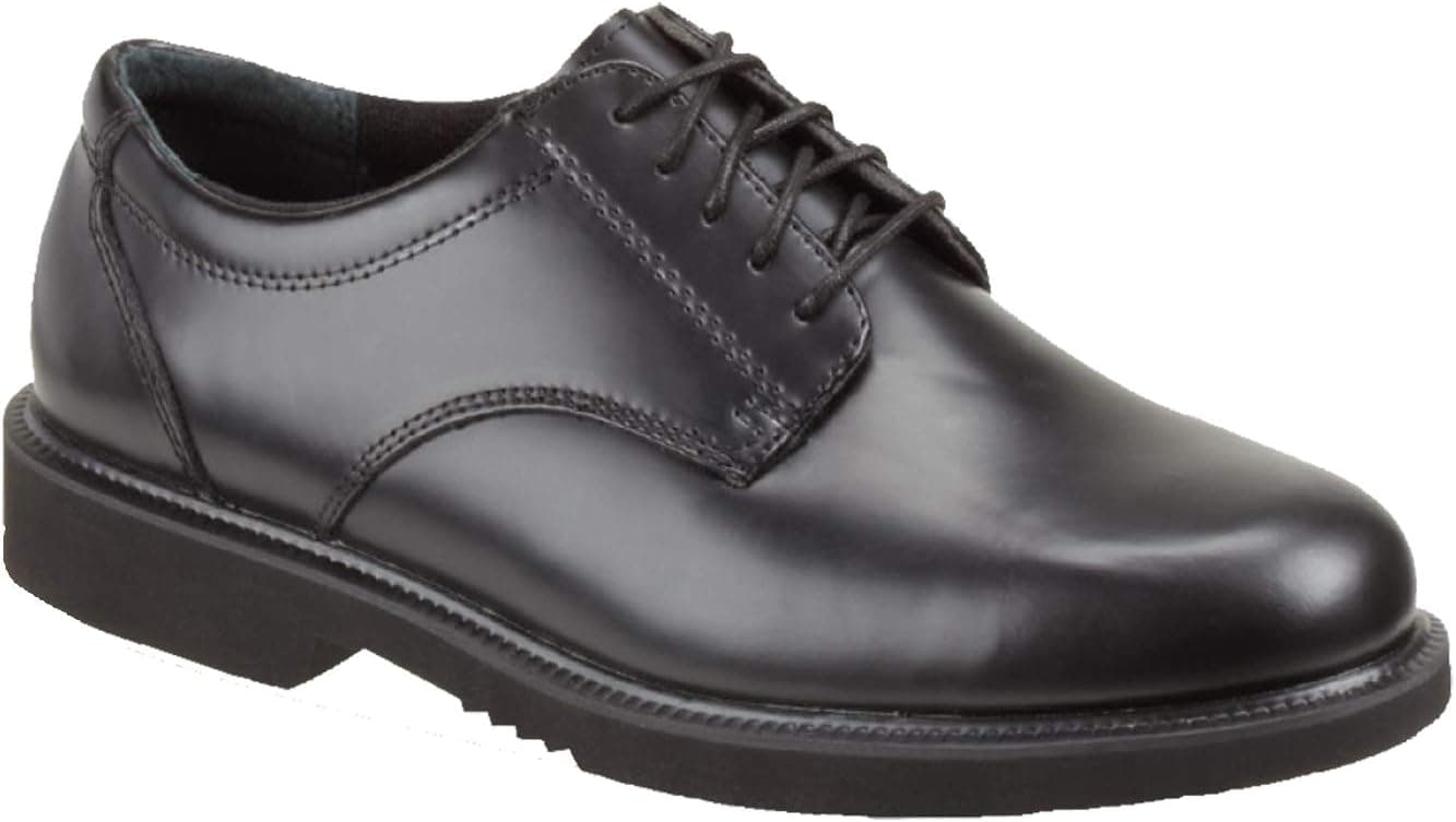 Thorogood Uniform Classics Oxford Black Dress Shoes for Men Featuring High-Shine Leather, Removable EVA Comfort Insole, and Slip-Resistant Blown Rubber Outsole