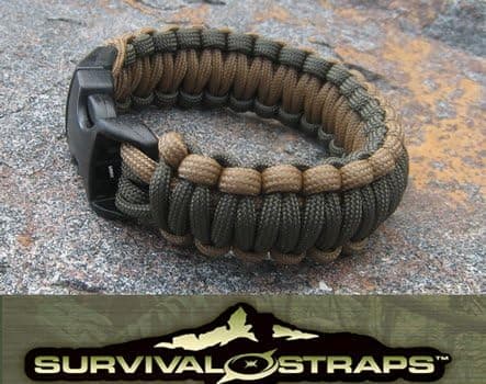 Medium, Coyote/Olive Drab Genuine Survival Straps Brand Parachute Cord Bracelet