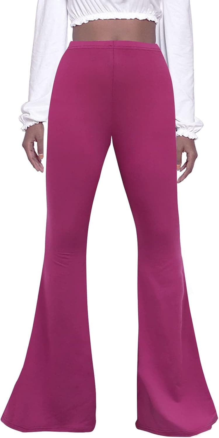Women High Waisted Fit Flare Ethnic Paisley Floral Bell Bottoms Yoga Pants Flared Leggings