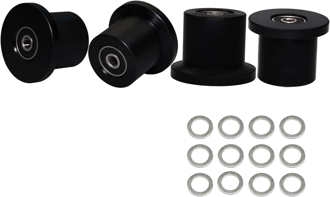 Total Gym Replacement Set Wheels/Rollers for Models XL, XLS and Some 3000 XL, All FIT, and Fit with Bearings Thru Hole of 1/4" in Diameter - 4 Pack (Black)