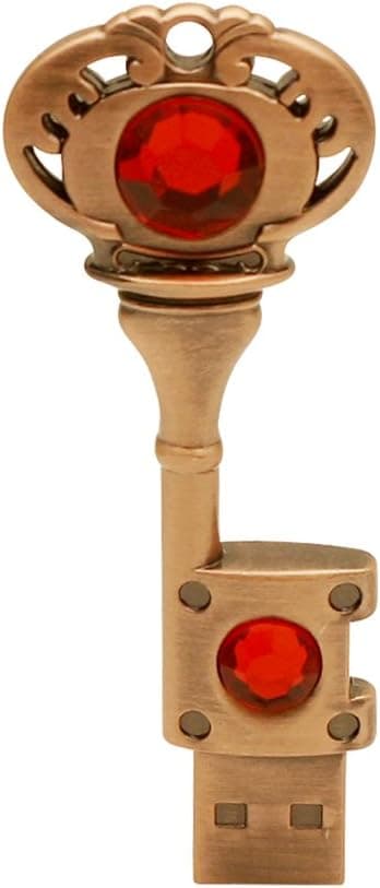 zjr USB Flash Drive 32 gb Metal Key Memory Stick High Speed Cool Thumb Drives u Disk Gifts Cute Crystal Flash Drives Creative Pen Drive (32G, (Bronze + red)