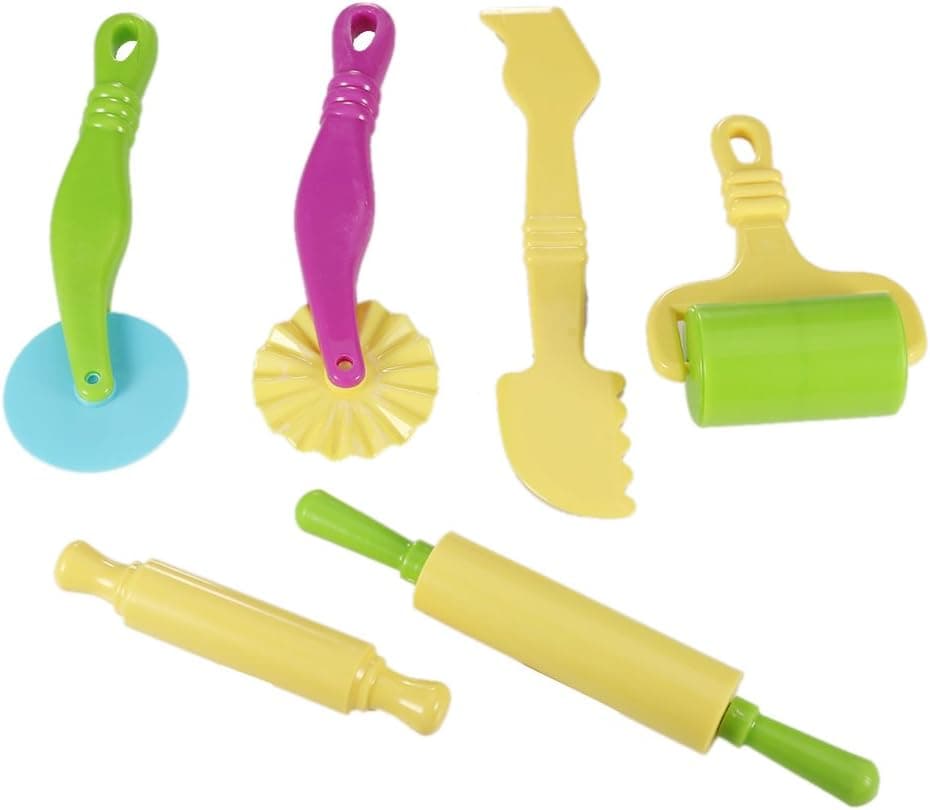 Fashionclubs 6pcs/Set Plastic Clay and Dough Playing Tools Set for Children Ages 3 and Up