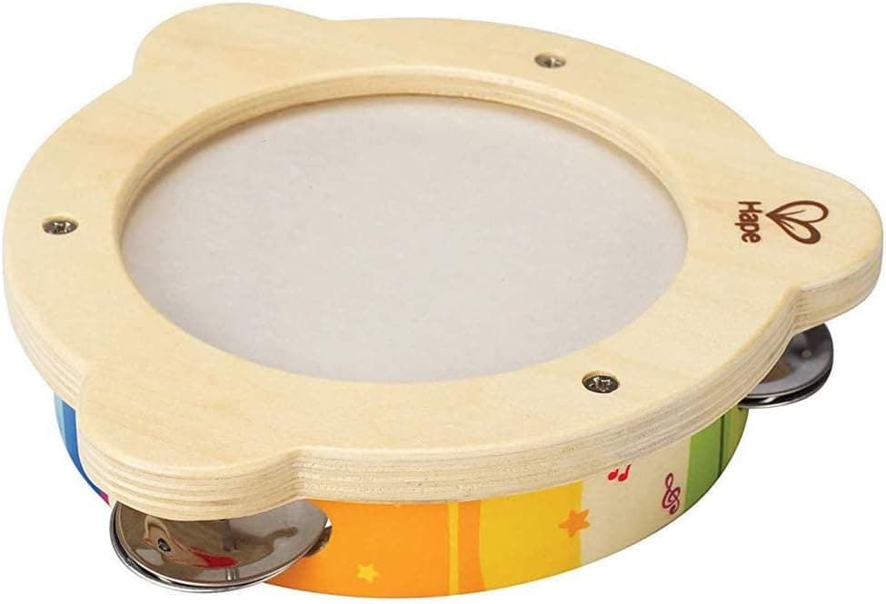 Hape Tab Along Mr. Tambourine | Kid's Wooden Drum Musical Instrument