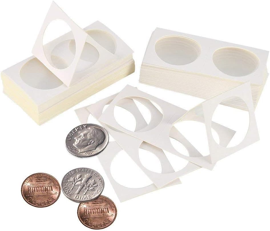 300 Pieces Cardboard Coin Holder Mega Assortment, 2 by 2 Inch Coin Coin Collection Supplies for Collectors (40mm)