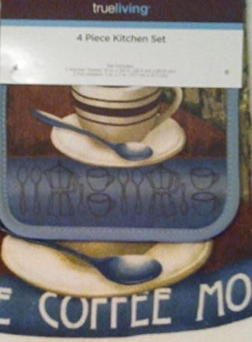 True Living 4 Piece Kitchen Towel Set - Latte Coffee Mocha