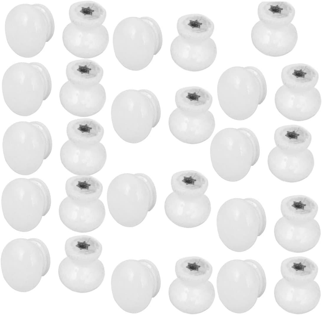 uxcell Pre-drilled Wooden Door Drawer Cupboard 24x21mm Knobs Handles White for Dresser Drawer Wardrobe 25pcs