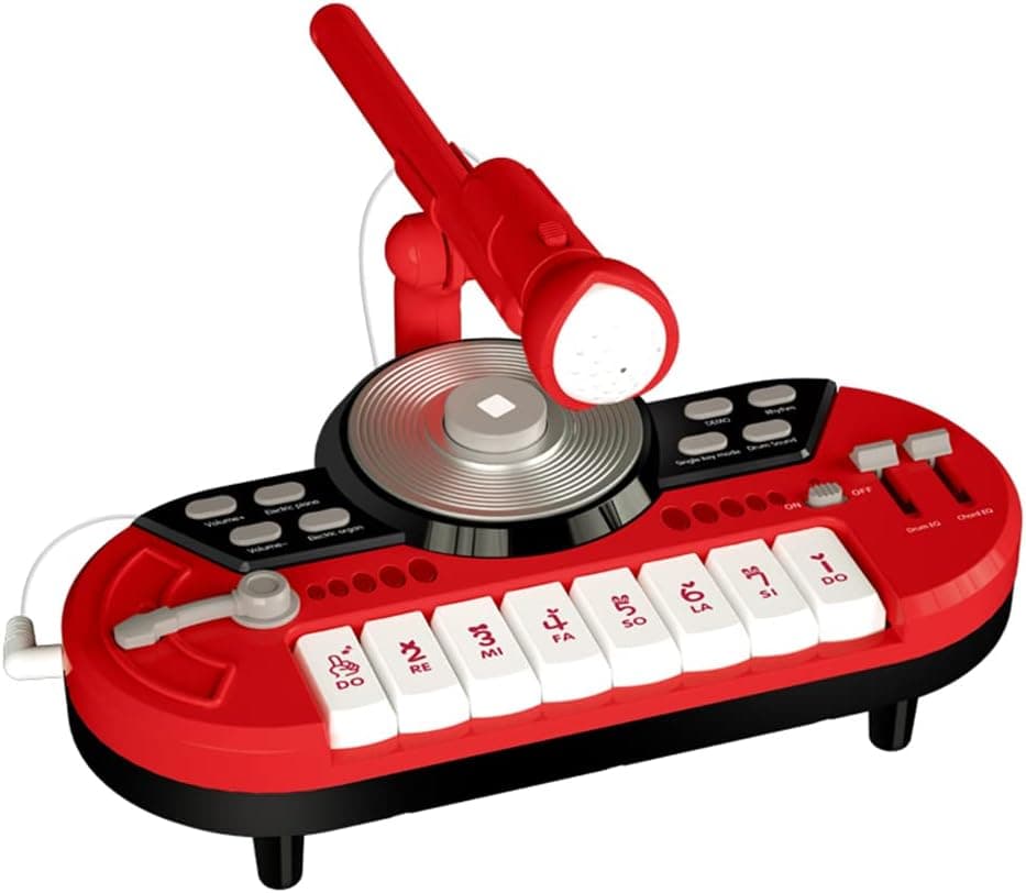 Toddler Piano Toy Keyboard,Multi-Function Mode with Detachable Microphone, Educational Mini Piano, Drum, 4 DJ Mode Toy Gifts for Kids Boys Girls(Red)