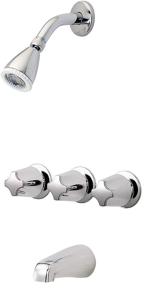 Pfister, 3-Handle Tub and Shower Trim Set, Multi Spray Shower Head with Tub Spout, Valve and Cartridge Included, Polished Chrome