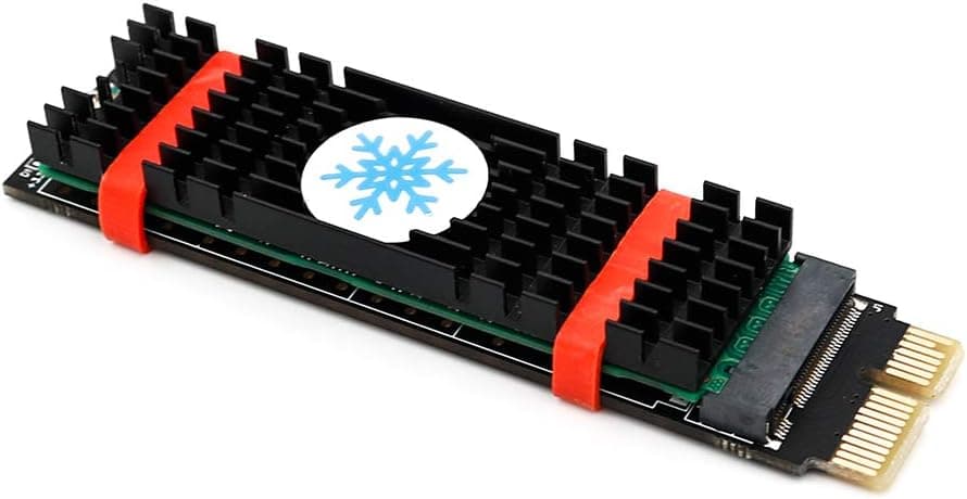 NGFF(M.2) nvme M Key SSD to PCI- E 1X Adapter Heatsink(Vertical Installation) (Black)