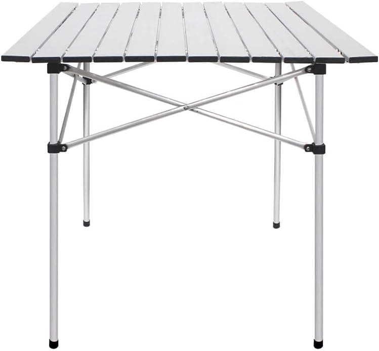 Deanurs Folding Tables Camping Roll Up Aluminum Portable Square Table for Outdoor Hiking Picnic,28" x 28" w/Carry Bag,Silver