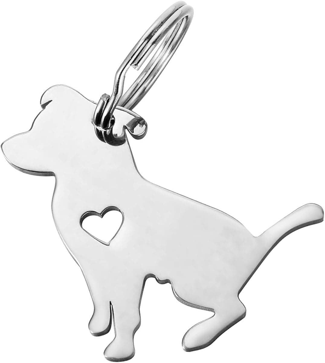 HOUSWEETY 1pc Stainless Steel Pendant Dog Keychains Key Ring Car Purse Bags Pets Lover Charms Gifts