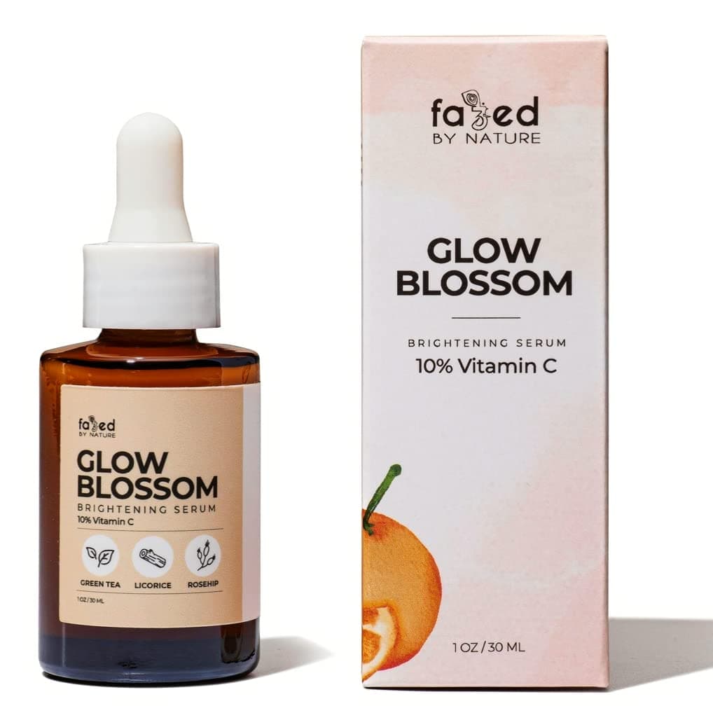Fazed by Nature 10% Vitamin C + Rosehip + Licorice Glow Blossom Daily Facial Serum | Helps Brighten, Clear, and Tighten Skin | Even Skin Tone | Cruelty Free | Fragrance Free, 1 fl oz.