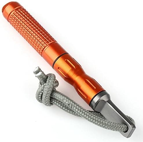 Newsfana EDC Alloy Fire Starter Waterproof Magnesium Flint Stone CNC Gear Pocket Outdoor(Orange)