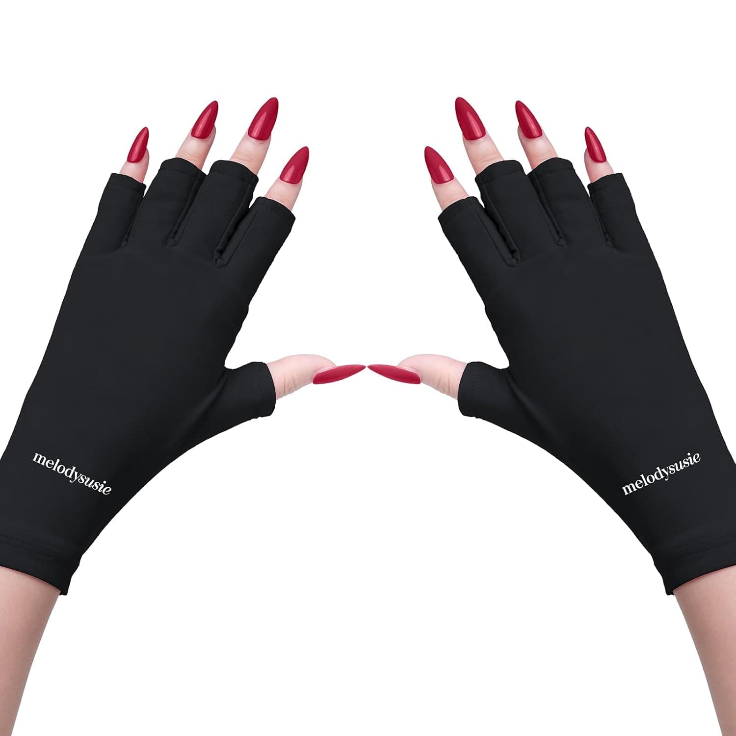 MelodySusie Protection UV Glove for Nail Lamp, Professional UPF50+ Gel Manicure Gloves, Nail Art Skin Care Fingerless Anti UV Sun Glove Protect Hands from UV Harm(Black)